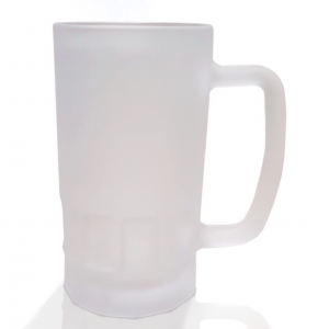 Caneca de Chopp de Vidro Jateado com detalhe 550ml